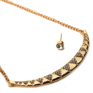 Gold with Rhinestone Necklace and earring set
